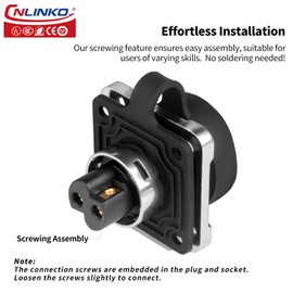 CNLINKO LP-16 2-Pin Waterproof Connector, Screw-in Design Circular Connector IP68 Quick Plugging Aviation Connector, PIN Partitioned Connector M16 Flange Socket (LP16 2 Pin)
