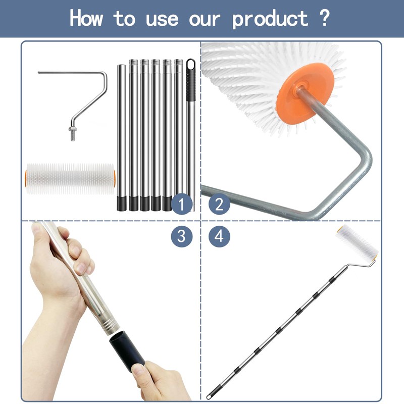 9 Inch Self Leveling Spiked Roller with Extended Adjustable Handle