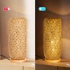Xisakaca Bamboo Table Lamp, Handmade Boho Wicker Woven Desk Night