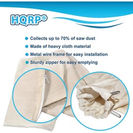HQRP Bolsa colectora de polvo compatible con DeWalt DW745, DW744, DW744X, DWE7491RS, DWE7480, 745, 744, 744x, 7480, 7491 Cepilladoras de tablas de 10 pulgadas, puerto de polvo de 2.5 pulgadas