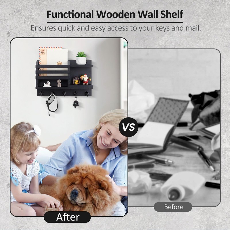 Nekon Key Holder for Wall, 11.8" x 7.8" x 3.1"