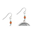 Buffalo Nickel Silvertone Feather Fish Hook Beaded Coin Earrings
