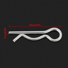 Pack of 50 R Type Splint Clips, 1 x 18 mm, Galvanised Retaining Pins, Spring Clips, Hair Pin, Key Clasp, Assembly Assortment Kit