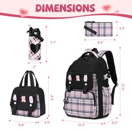 DIGOBAY Girls Backpack - Includes 14oz Insulated Water Bottle, Girls School Backpack Set with Lunch Bag & Pencil Case Teens for School