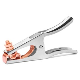 Spartan Power Welding Ground Clamp 400A Copper Plated Jaw, Braided Copper Shunt, Silver
