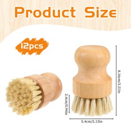 JJUNW 12 Packs Bamboo Dish Scrub Brushes, Wok Brush, Wooden Scrubbers Set Bamboo Scrub Brush Clean Pan for Kitchen Sink Cleaning Cast Iron Pots and Pans