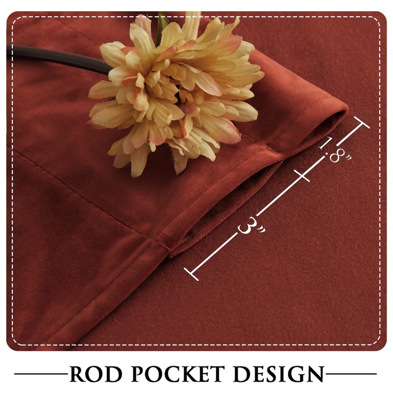StangH Rust Velvet Curtains for Bedroom, Luxury Room Darkening Window