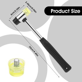 Thinp Rubber Mallet, Diameter 25 mm, Double Head Rubber Mallet, Small, Mini Rubber Hammer with Non-Slip Handle, Double Head Hammer Small, Double-Sided Soft Hammer for Leather Jewellery Crafts Home