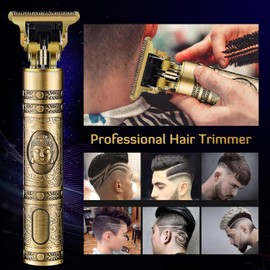 PXLISIE Hair Clippers for Men, Professional Cordless Rechargeable Beard Trimmer Gold Kit with Guide Combs