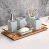 TUANYO 5 Pcs Blue Acrylic Bathroom Accessories Set Complete,Lotion/Soap Dispenser,Soap