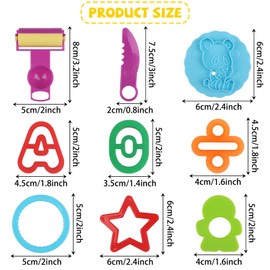 DOITEM Play Dough Tools Set for Kids Letter Molds,Numeral Molds Various Plastic Animal Molds for Creative Dough Cutting, 58 PCS