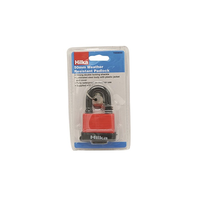 Hilka Tools 70808050 50mm Weather Resistant Padlock, Red