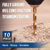 COMOWARE Titanium Twist Drill Bit Set - 10 Pcs 1/4"