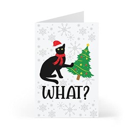 Christmas card with black cat, funny Christmas greeting card for the cat lover!