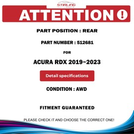 stirling Rear Wheel Bearing&Hub Assembly For Acura RDX 2019 2020 2021 2022 2023|AWD|512681