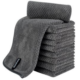 KinHwa Microfibre Guest Towels Small 30 x 50 cm Pack of 10 Dark Grey