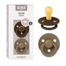 BIBS Pacifier Colour 2 PACK Latex Size 1 Mocha/Dark Oak