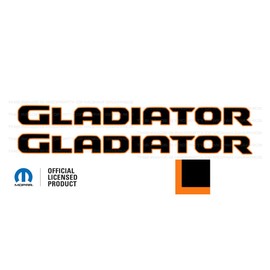 Decal Mods Gladiator Hood Graphic Vinyl Decal fits Jeep Wrangler/Gladiator JL/JT (2019-2024) Black w/Orange Outline FBOO (Set of 2) | FJ3G6