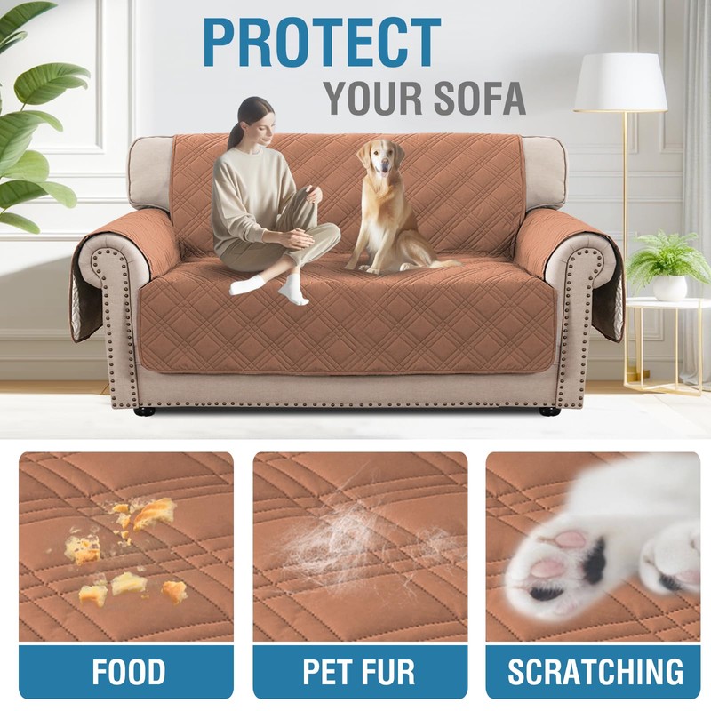 H.VERSAILTEX 100% Waterproof Sofa Covers for 2 Cushion Couch Modern