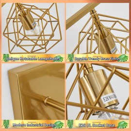 BEHIYA Bathroom Vanity Light with 3 Bulbs Bathroom Light Fixtures Over Mirror with 3 Rotatable Cube Shades Modern Wall Mounted Brushed Brass Gold