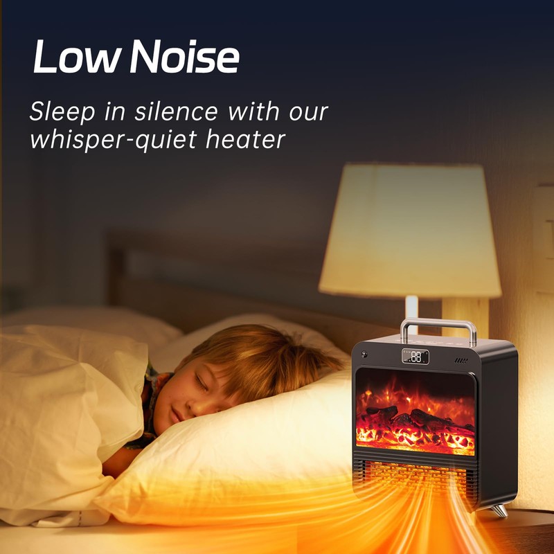 Electric Fireplace Heater,1500W Portable Electric Space Heater with Realistic 3D
