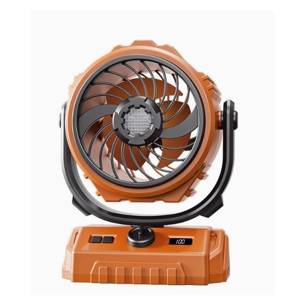 Multi-functional, Camping Fan, Rechargeable, LED Light, Hanging, USB/Type-C Charging, 270°