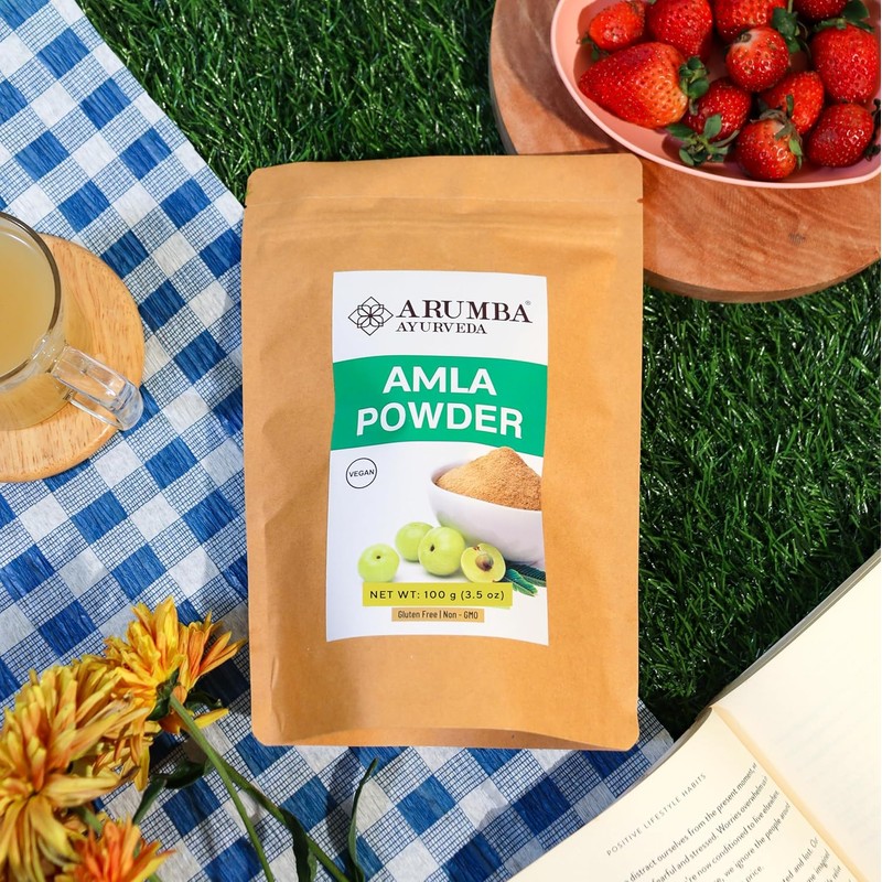 Arumba Ayurveda Amla Powder (Phyllanthus emblica), Indian Gooseberry Powder, Rich