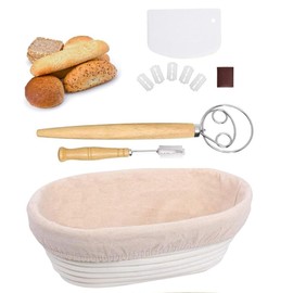 Complete Sourdough Bread Baking Supplies,Sourdough Starter Kit,CAASFOOY Bread Proofing Basket Set, Premium Baking Tools,Dough Whisk, Scoring Tool, Scraper for Professional and Home Baker
