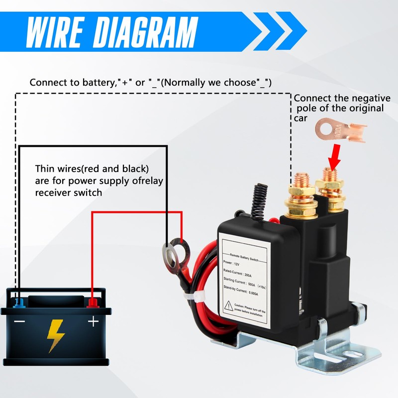 JESTMOTOR 500A Remote Battery Disconnect Switch, 12V DC Car Kill