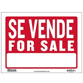BAZIC Se Vende Sign 9"X12" Spanish For Sale Yard Sale Garage Sale Retail Store Business, Waterproof Indoor Advertising Signage, 1-Pack