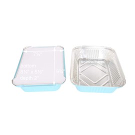 KitchenDance Disposable Colored Aluminum 3.75 Pound Take Out Pans. Color and Lid Options (with Board Lids, Blue, 25)