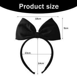 DHWEKU Pack of 2 Black Red Bow Headband Headdress for Women and Girls, Valentine's Day Red Bow Hair Bands Hair Band Perfect Hair Accessories for Party and Cosplay, black
