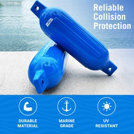 Better Boat Boat Fenders for Docking 2 Pack, 23" x 6.5" Inflatable Blue Boat Bumpers with Pump and Lines, Dock Bumpers for Pontoon Boats