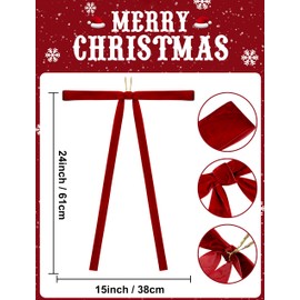 SIMISI RIBBON Red Long Velvet Bows Ornaments for Christmas Tree, Wreath, Garland, Swag, Staircase, Fireplace, Door (15 * 24 inch, 6 Pieces)