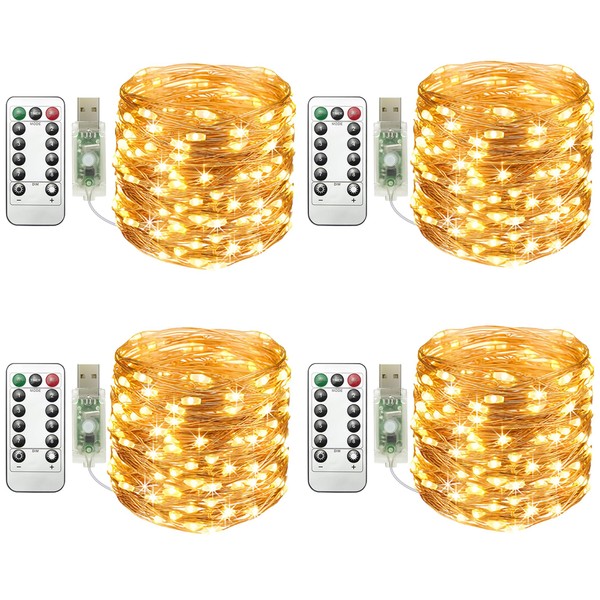 Clearhill USB Fairy Lights 4Pack, 33FT 100LED USB Twinkle String