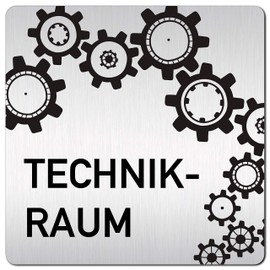 Türschilder24 XXL Door Sign (B) 125 x 125 x 1.5 mm Technikraum 004 Aluminium Solid Material 100% Made in Germany