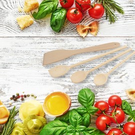 Fackelmann 31125 4-Piece Wooden Kitchen Utensil Set with Spatula and Spoon, FSC Certified Wood, 20 cm, 25 cm, 30 cm