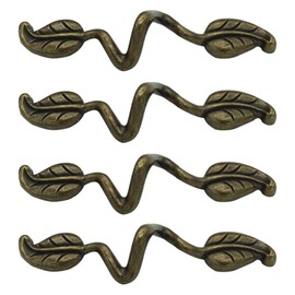 NNNJunhua Vintage Style Leafy Drawer Pull Dresser Handles Leaf Dresser Pulls Cabinet Knob Hardware for Kitchen Bedroom Bathroom 4 Pieces (Hole spacing 76mm)