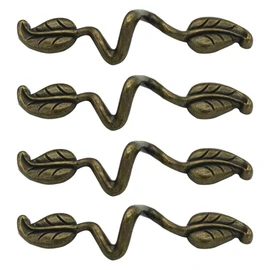 NNNJunhua Vintage Style Leafy Drawer Pull Dresser Handles Leaf Dresser Pulls Cabinet Knob Hardware for Kitchen Bedroom Bathroom 4 Pieces (Hole spacing 76mm)