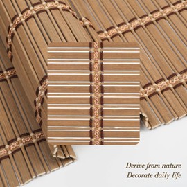 Sunbox Cordless Bamboo Roman Shade Blind, Woven Wood Roman Shades, Light Filtering Natural Bamboo Shades for Windows, French Doors, 34.5" W x 48" H, Caramel Brown