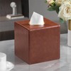 Square Tissue Box Cover, Luxury PU Leather Tissue Holder with