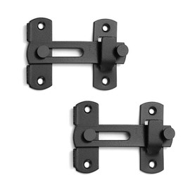Pack of 2 Door Locks, Sliding Door Lock, Stainless Steel Door Bolt Door, Garden Gate Lock, Door Bolt Interior 180 Degrees, Deadbolt Lock, Grate Lock (Black)