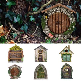 Suitedget Pack of 6 Three-Dimensional Garden Fairy Door, Gnome Door, Miniature Elf Door, Fairy Door, Fairy Door, Decoration, Fairy Tiny House Door, Children, Mini Gift, Miniature Fairy Garden