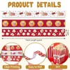Threetols 3 Rolls 15 Yards Popcorn Ribbons, 3/5" Red White