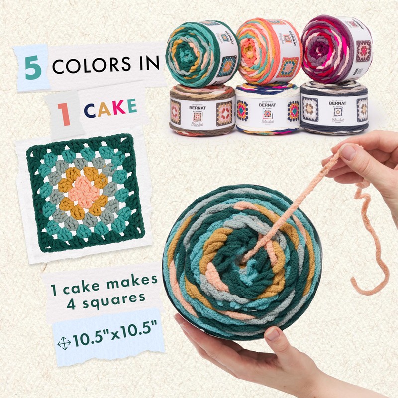 Bernat Blanket Granny Square Throwback Yarn - 2 Pack of