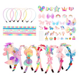 Girls' Headbands, Pack of 6 Unicorn Headbands, Craft Set, Children, Creative Hair Accessories, Crafts, Gifts, DIY Crafts, Unicorn Hair Accessories, Birthday Gift from 4-12 Years