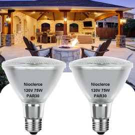 Nioclerce Halogen PAR30 Long Neck 75W 120V 800LM, 2 Pack High Output Halogen PAR30 Dimmable 2800K Warm White with E26 Base, Long Lifespan Long Neck Flood Light Bulb with CRI100 for Recessed Lighting