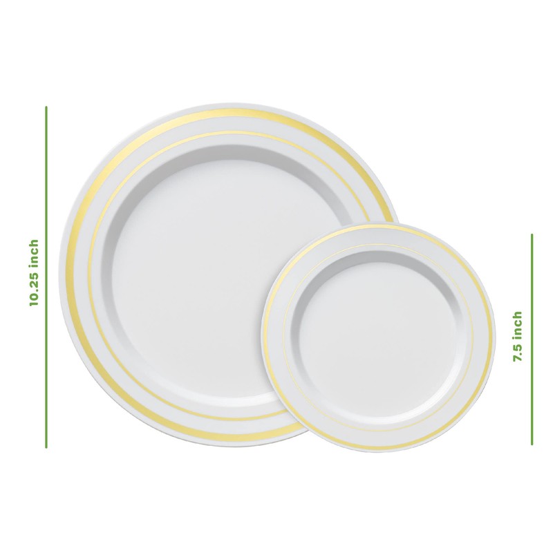 SETUP 60-Piece Gold Trim Plastic Dinnerware Set – 30 10.25"