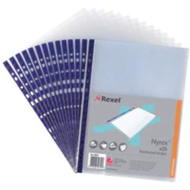 Rexel 12233 A4 Nyrex Reinforced Top Opening Pockets - 25pcs