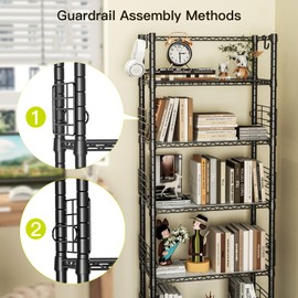 FUTASSI 5 Tiers Metal Bookshelf, Free-Standing Metal Narrow Bookcase, Storage Organizer Shelves for Garage, Kitchen, Bathroom, Balcony and Living Room, 21.2" W x 9.4" D x 59.2" H, Black